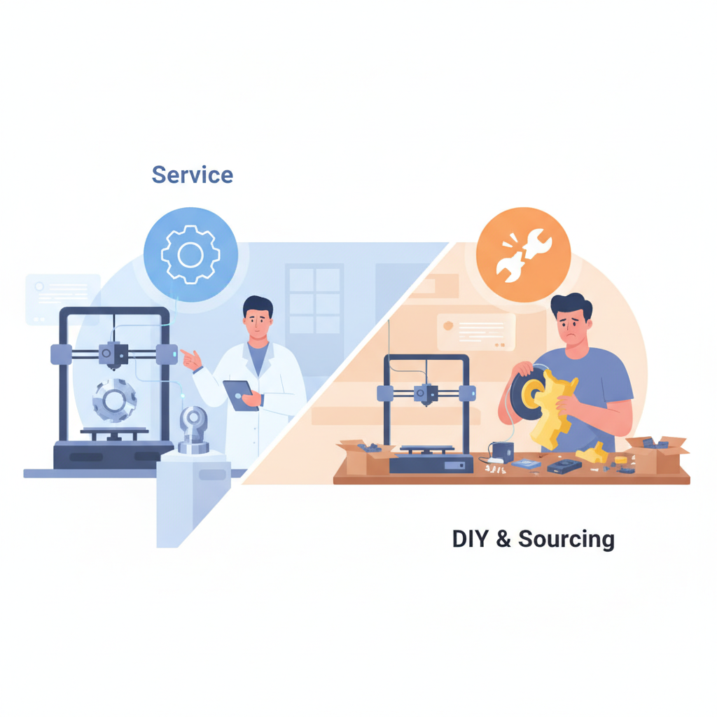 Maßgeschneiderte 3D-Druck Ersatzteile: Service vs. DIY & Sourcing
