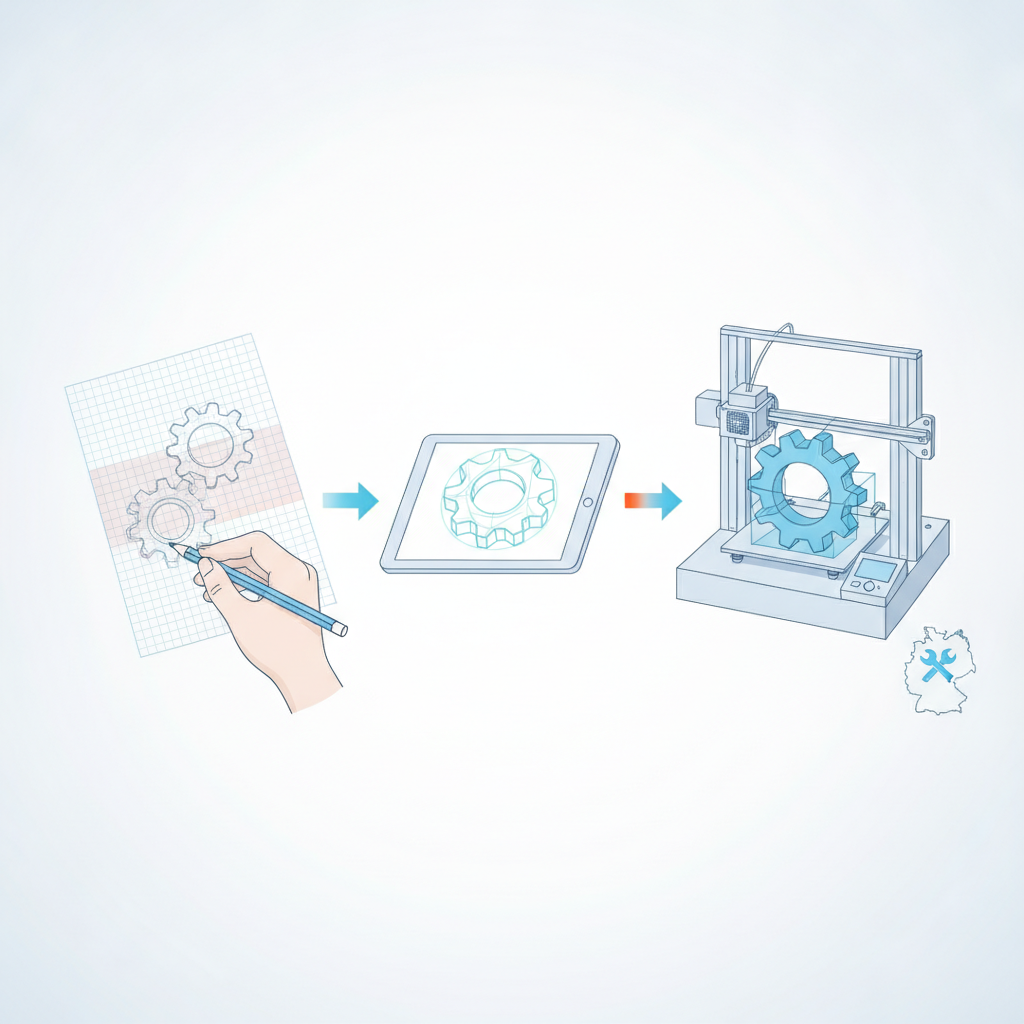 Skizze zu 3D-Modell: Ihr Leitfaden für druckfertige Designs in Deutschland