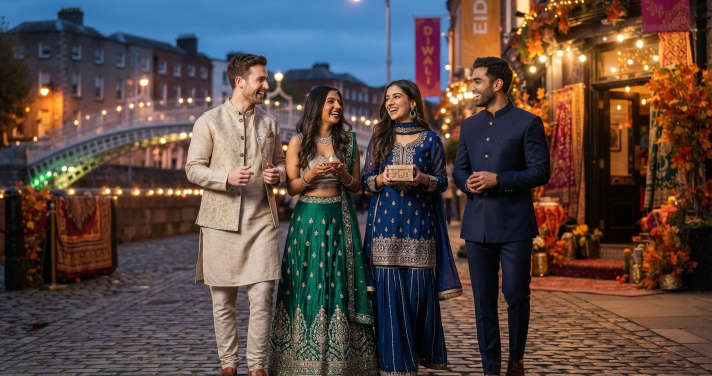 Irish Celebrations Embrace Vibrant Diwali & Eid Ethnic Wear Trends