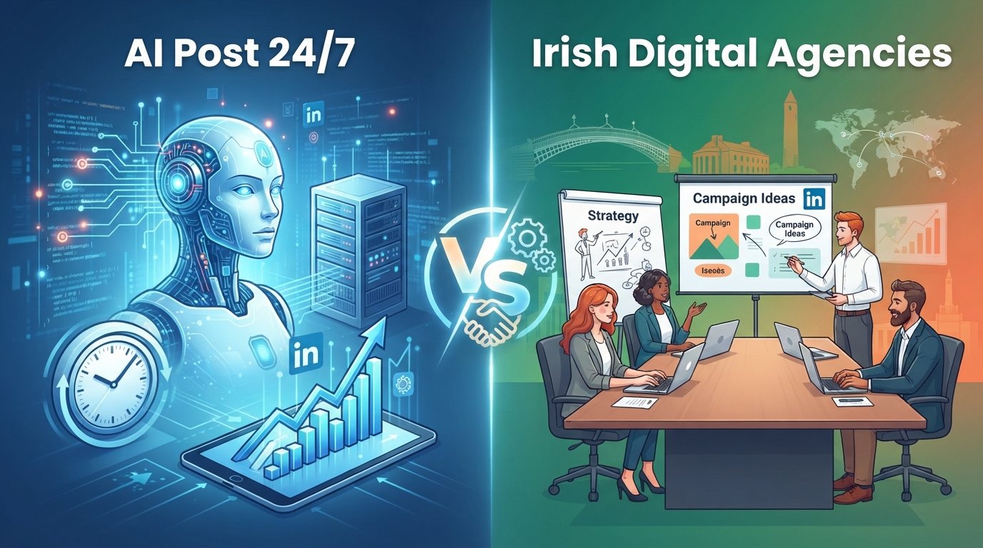 AI Post 24/7 vs. Irish Digital Agencies for LinkedIn Growth
