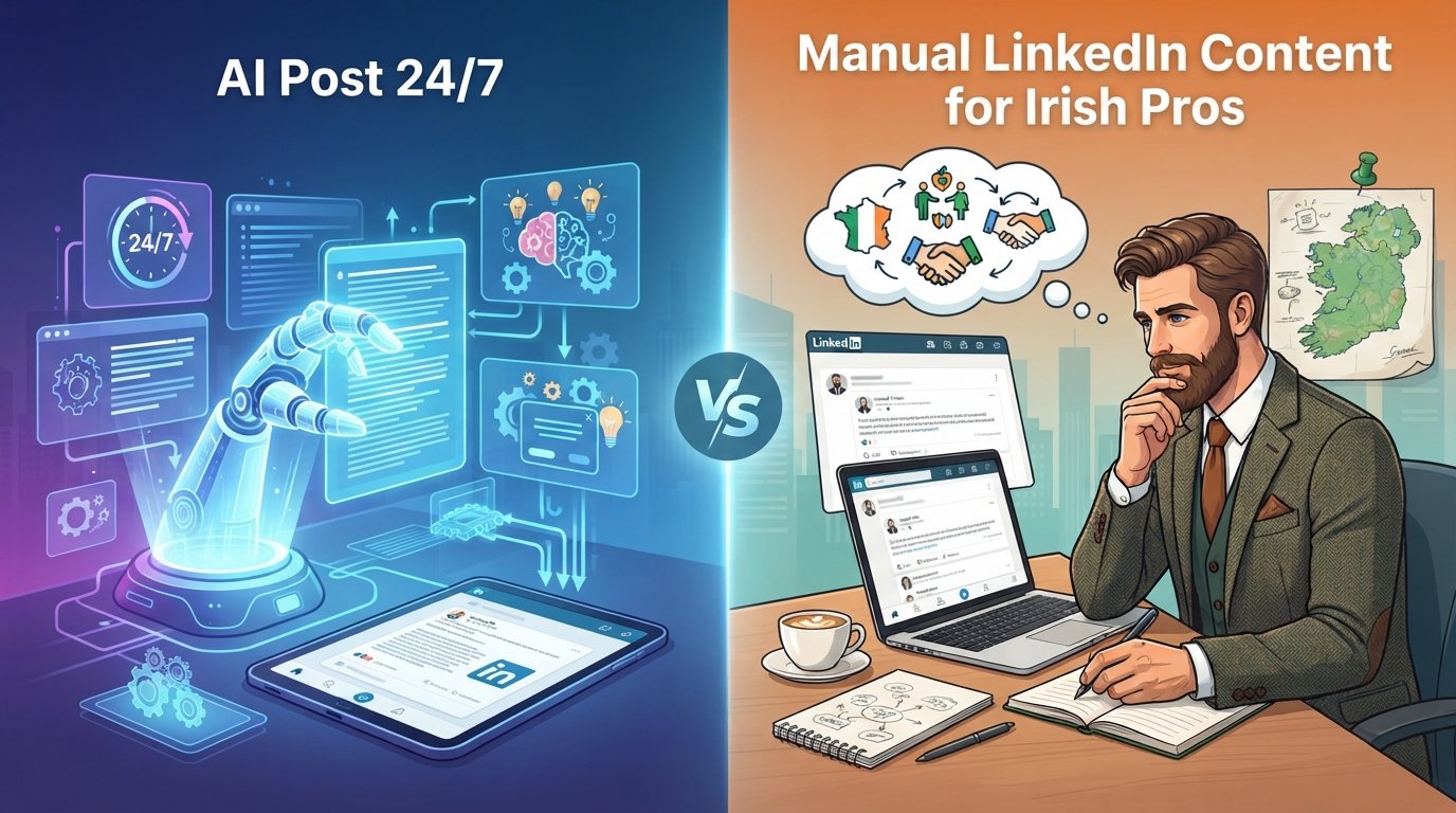 AI Post 24/7 vs. Manual LinkedIn Content for Irish Pros