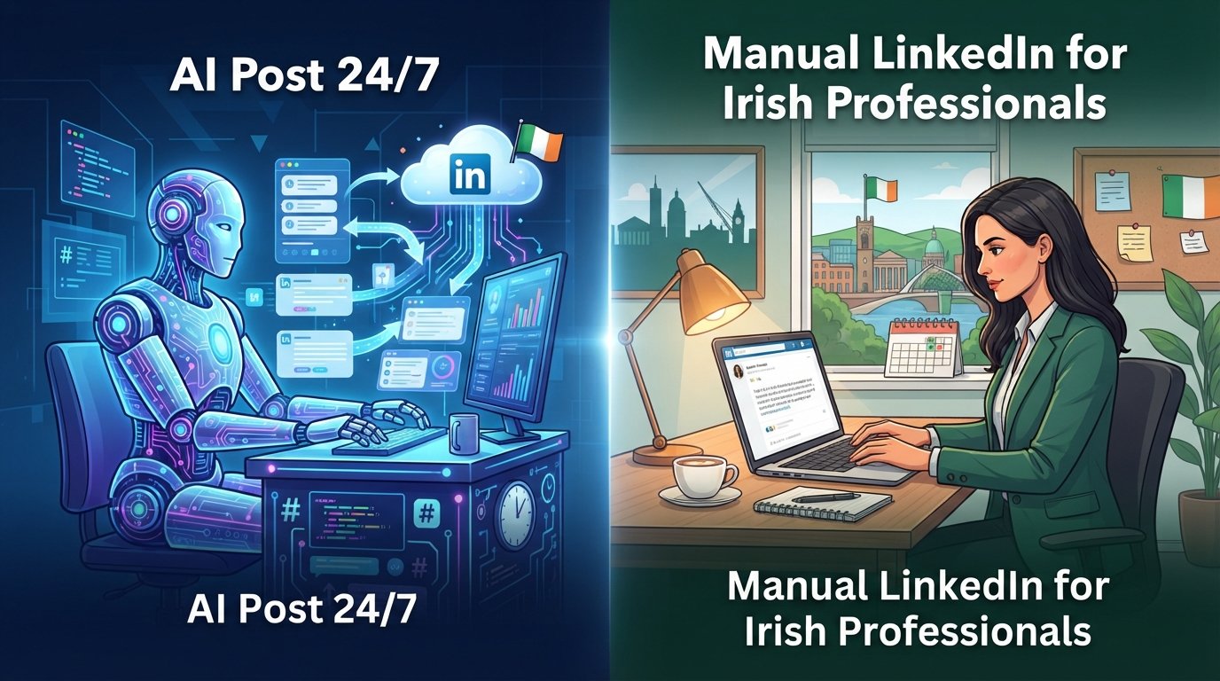 AI Post 24/7 vs. Manual LinkedIn for Irish Professionals