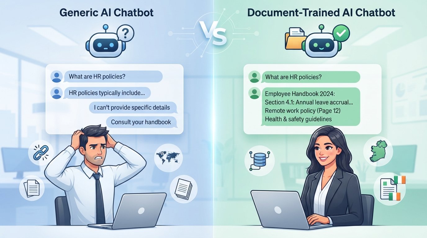 Generic vs. Document-Trained AI Chatbots for Irish SMEs